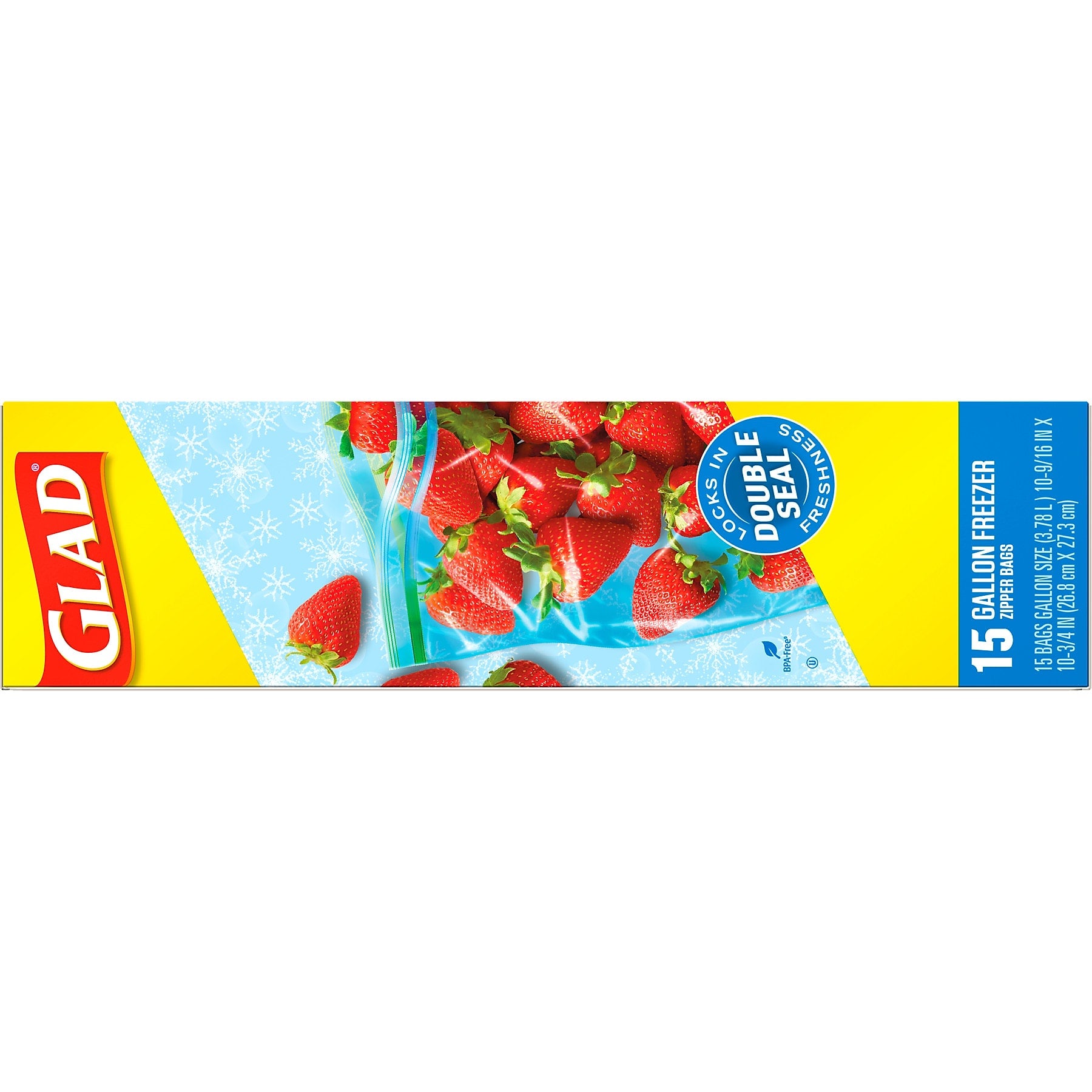 Glad Zipper Freezer Bags, Gallon, 15 Bags/Box