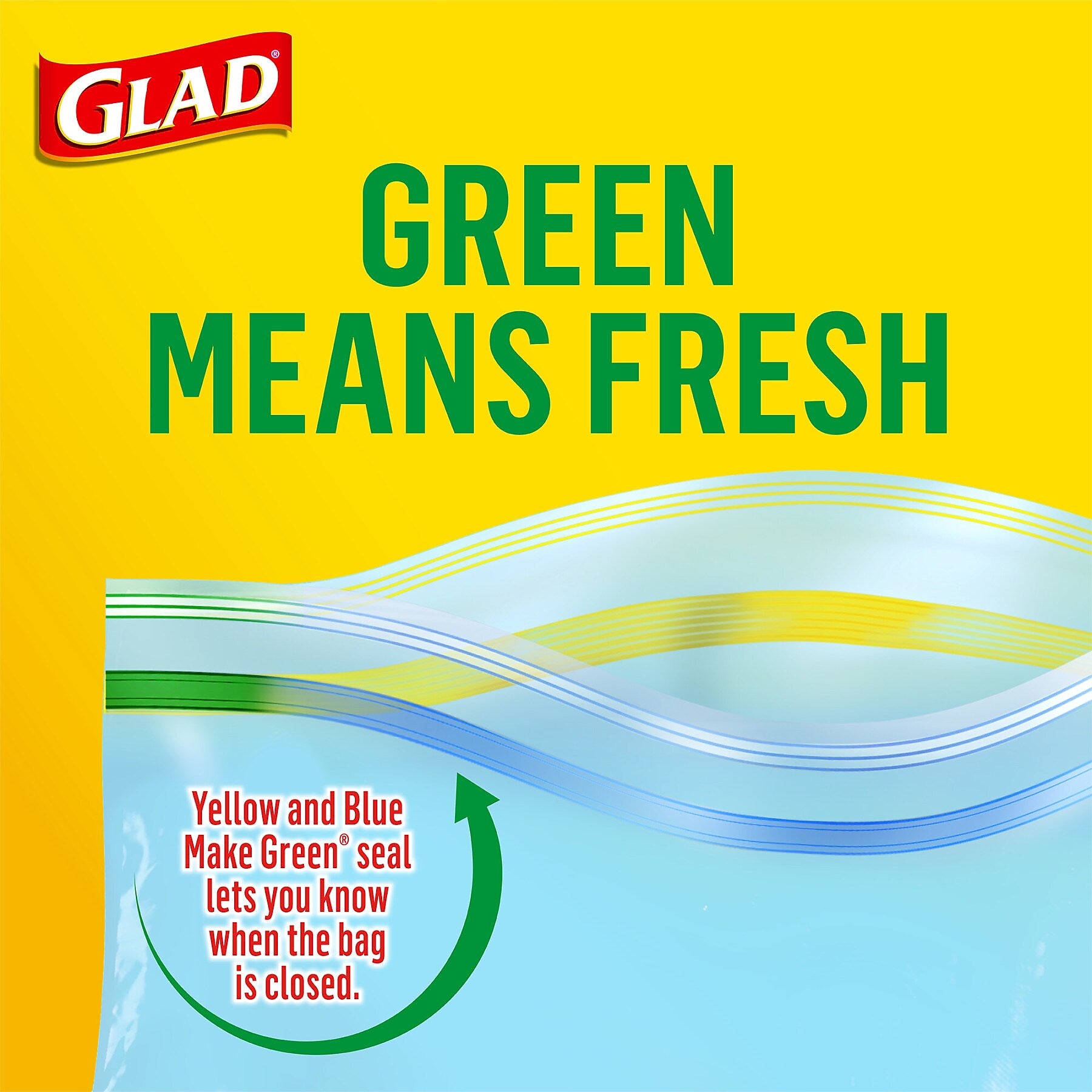 Glad Zipper Freezer Bags, Gallon, 15 Bags/Box