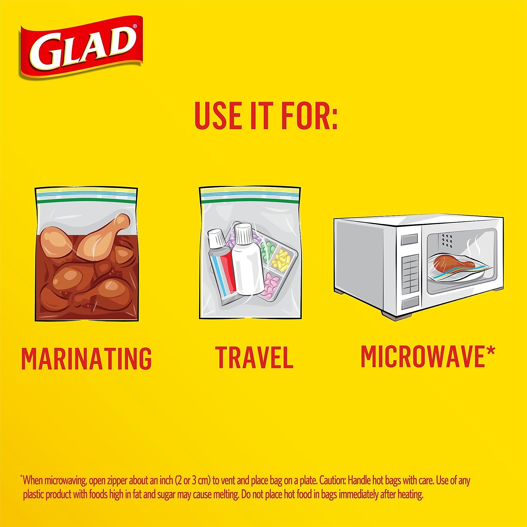 Glad Zipper Freezer Bags, Quart, 20 Bags/Box
