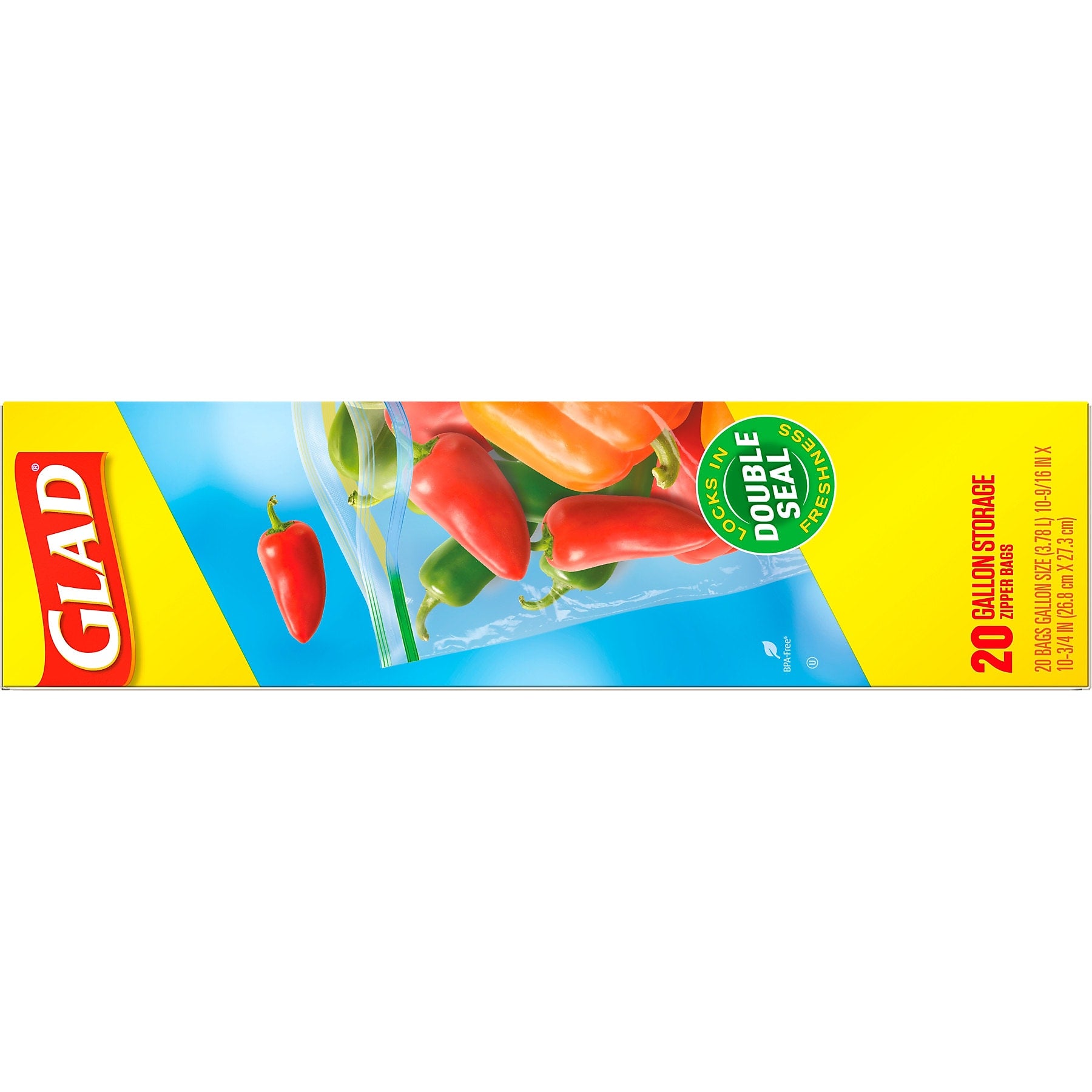 Glad Zipper Storage Bags, Gallon, 20 Bags/Box