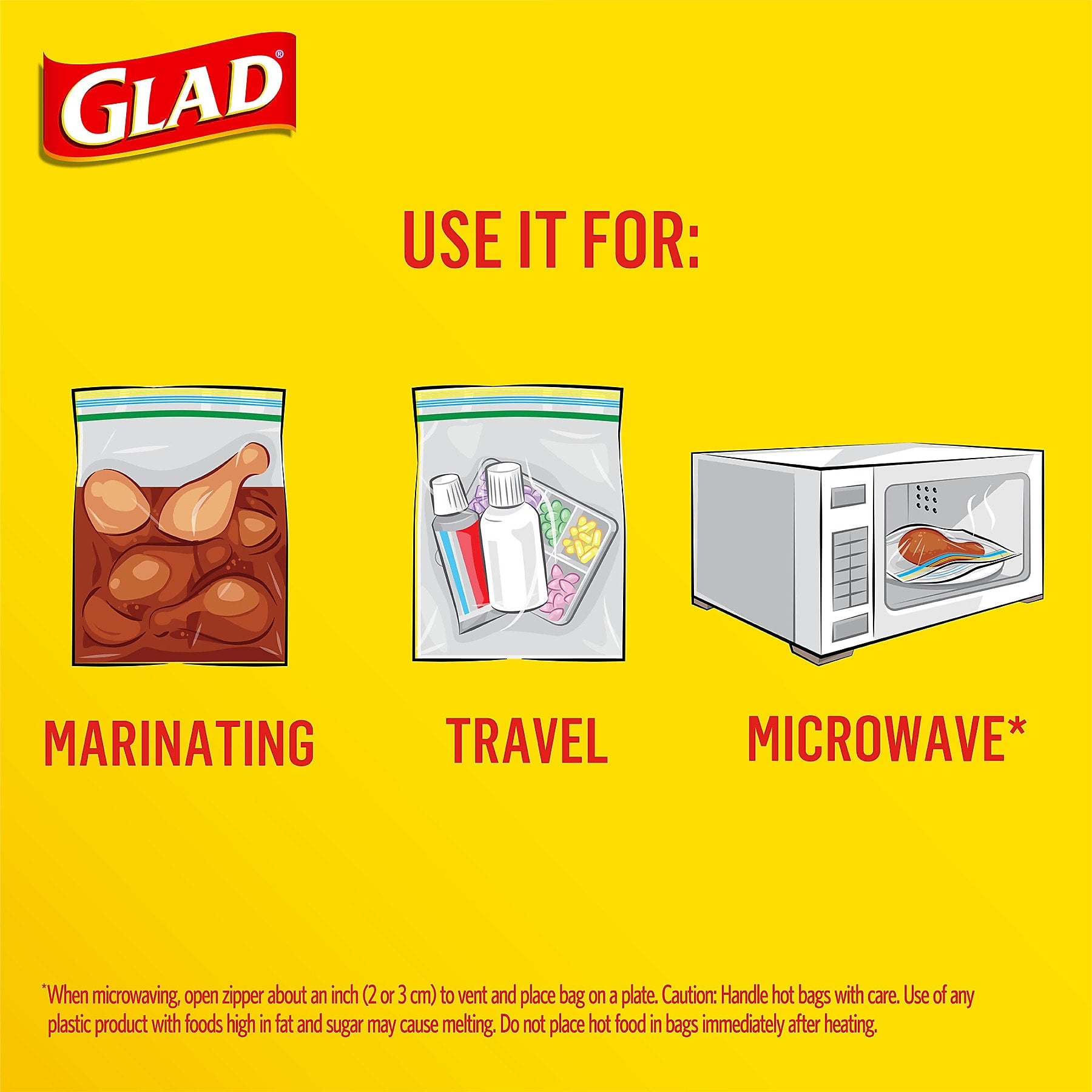 Glad Zipper Storage Bags, Gallon, 20 Bags/Box