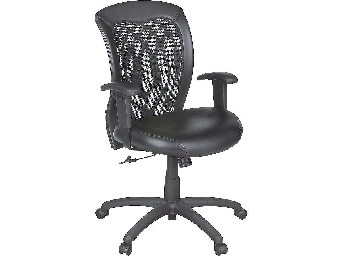 Global Airflow Ergonomic Leather Swivel Manager Chair, Black