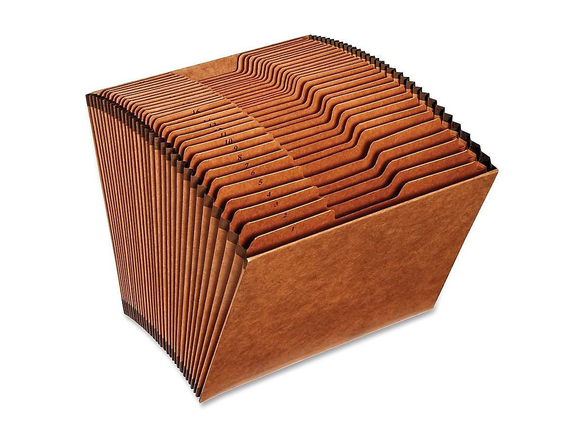 Globe-Weis Heavy Duty Expanding File, 1-31 Index, Letter Size, 31-Pocket, Brown