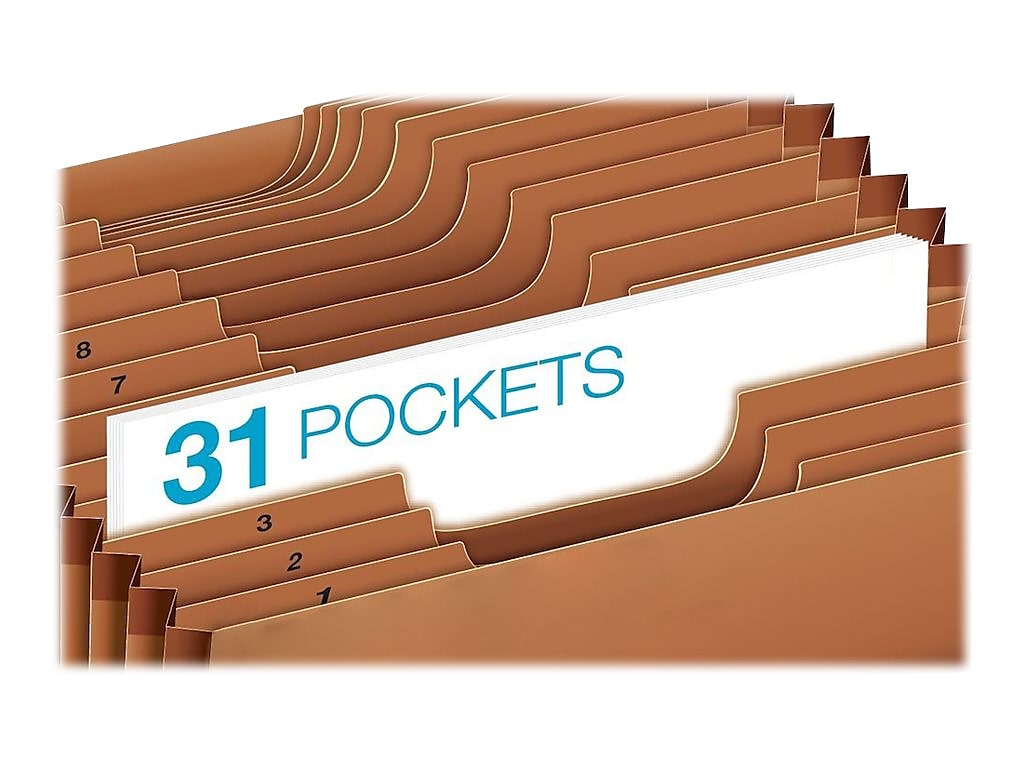 Globe-Weis Heavy Duty Expanding File, 1-31 Index, Letter Size, 31-Pocket, Brown