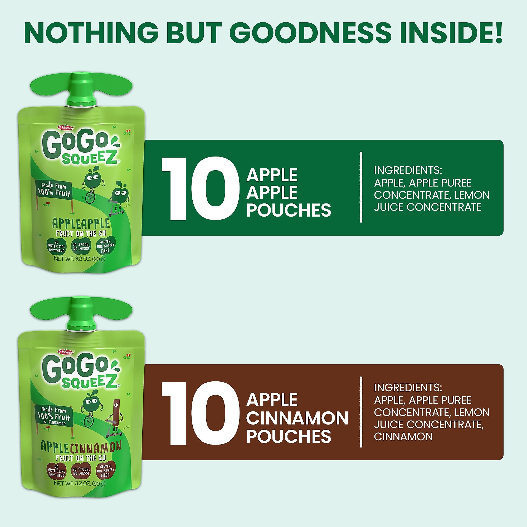 GoGo squeeZ Variety Applesauce, 3.2 oz., 20/Box