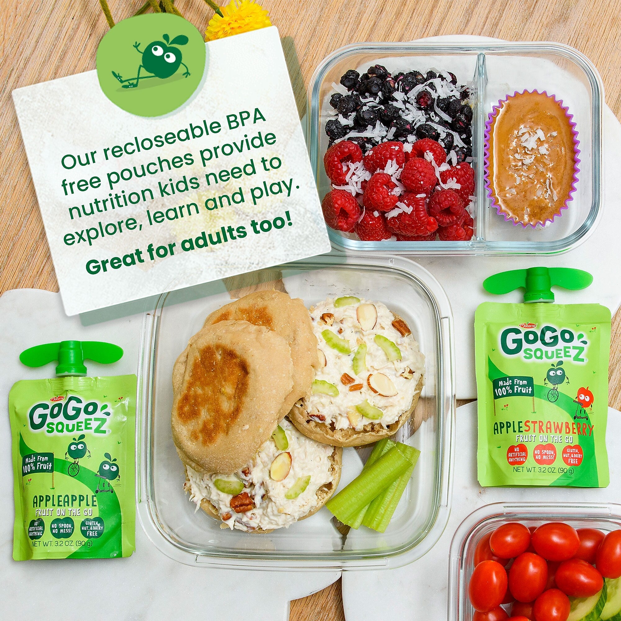GoGo squeeZ Variety Applesauce, 3.2 oz., 20/Box