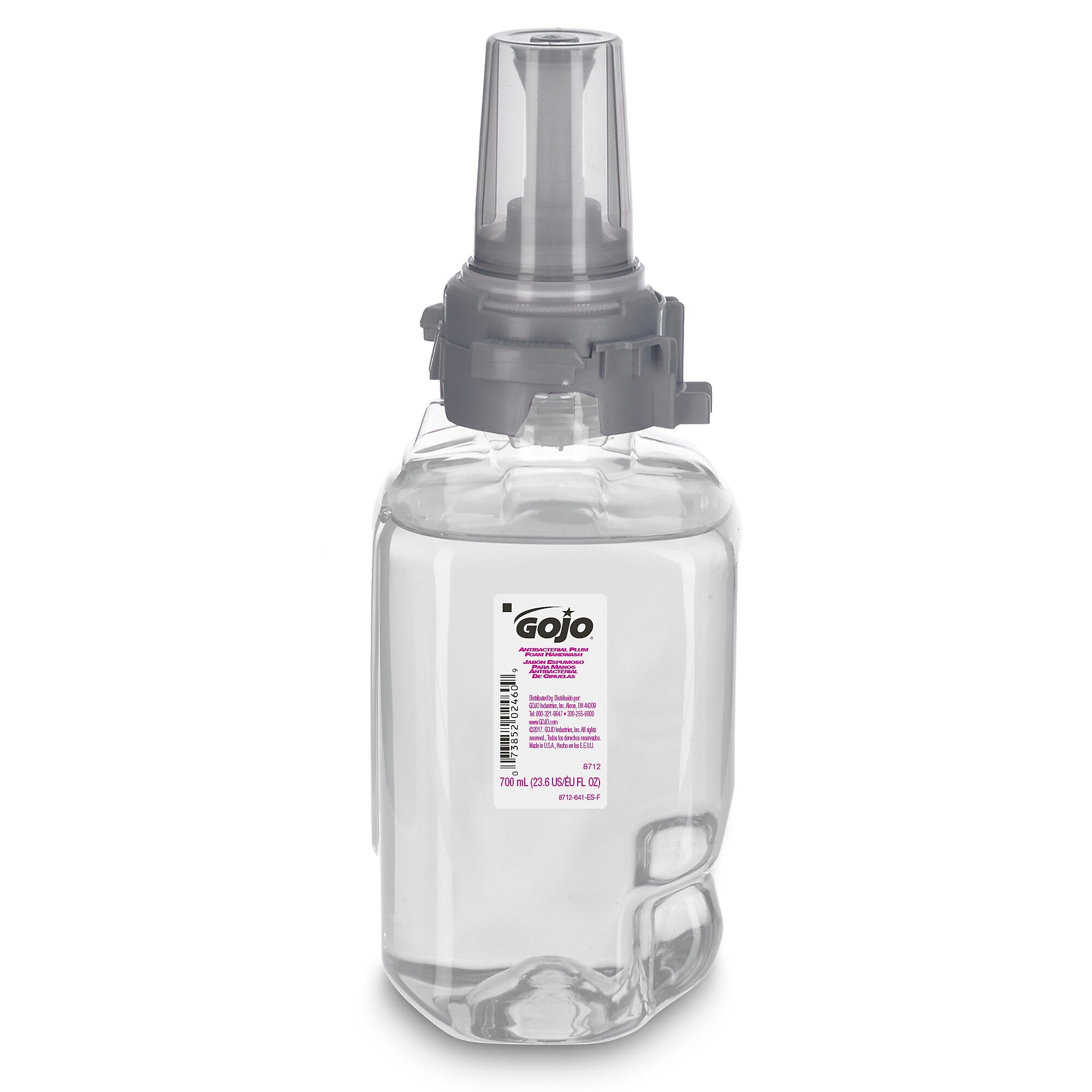 GOJO Antibacterial Foaming Hand Soap Refill for ADX-12 Dispenser, Plum Scent, 1250 mL, 3/Carton