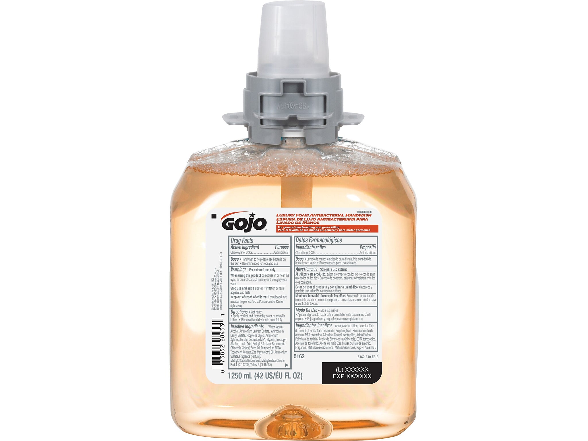 GOJO Antibacterial Foaming Hand Soap Refill for FMX12 Dispenser, Fresh Fruit Scent, 1250 ml., 4/Carton