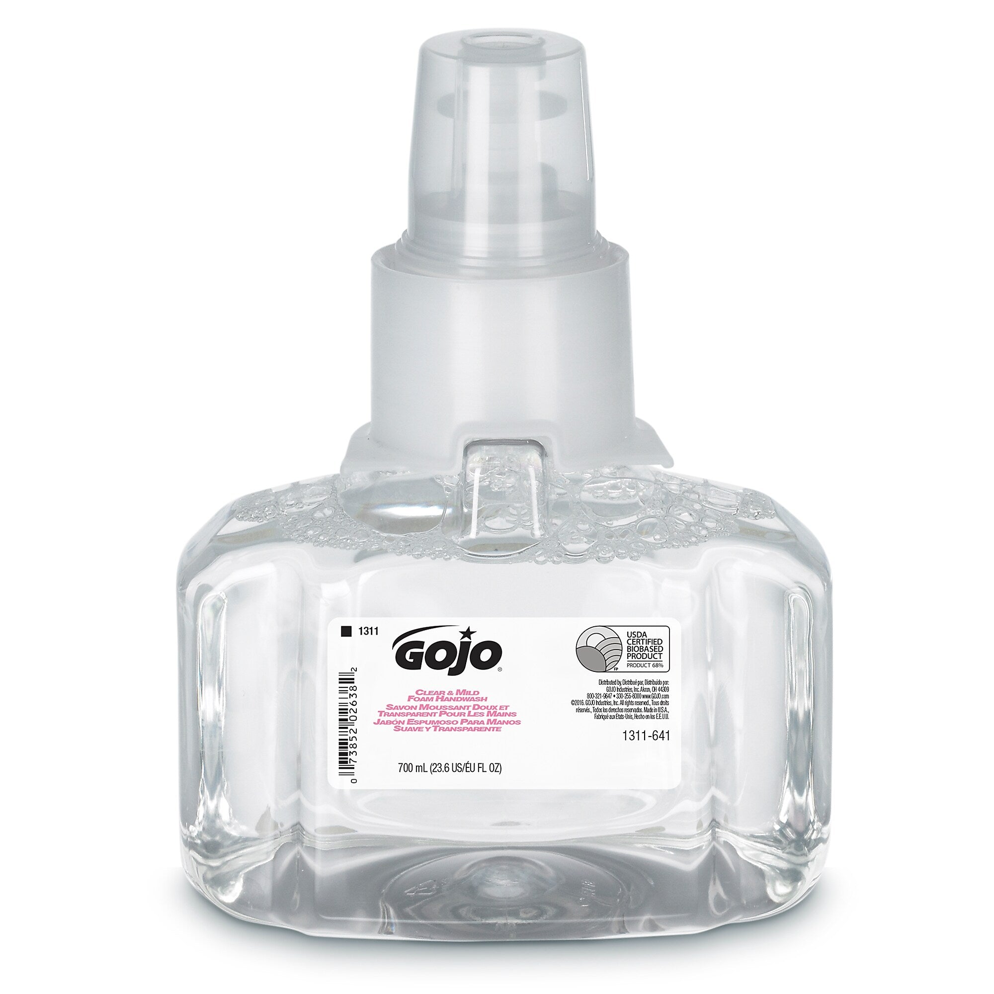 GOJO Clear & Mild Foaming Soap, Unscented, 23.6 oz., 3/Carton