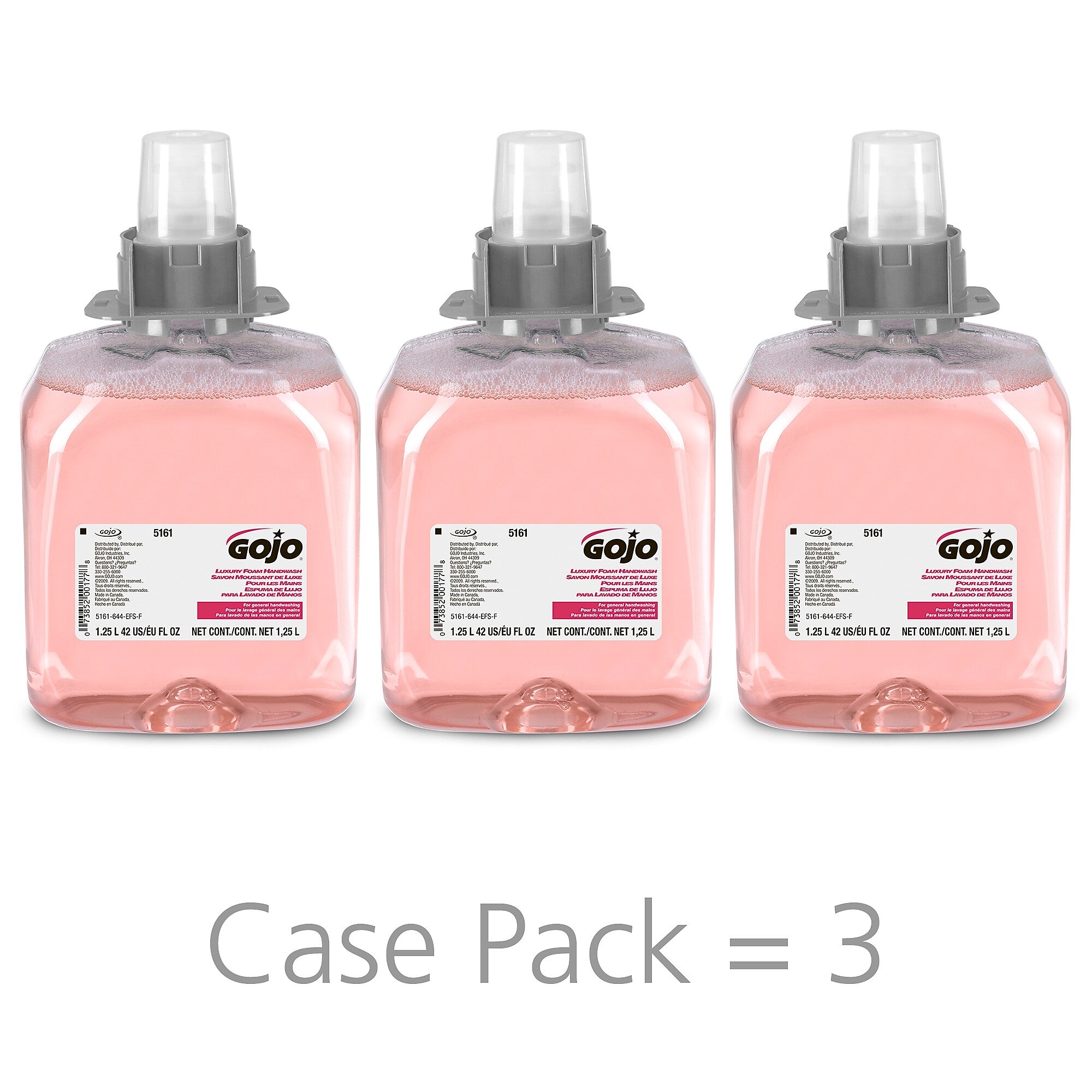 GOJO® FMX-12™ Luxury Foam Handwash, Cranberry Scent, 1250mL Foam Soap Refill for FMX-12™ Push-Style Dispenser 3/CT