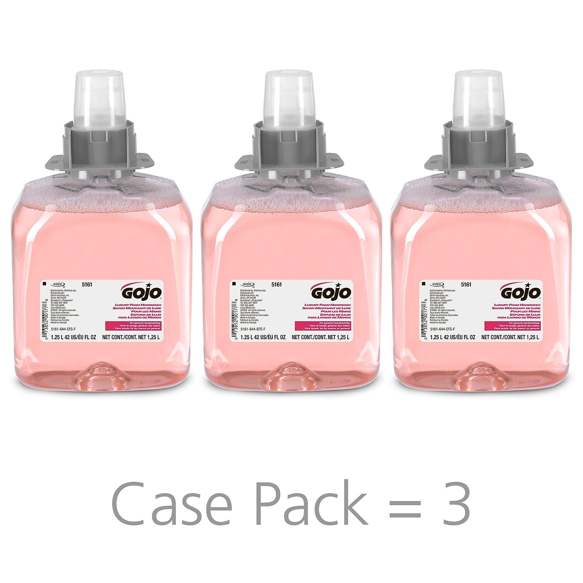 GOJO® FMX-12™ Luxury Foam Handwash, Cranberry Scent, 1250mL Foam Soap Refill for FMX-12™ Push-Style Dispenser 3/CT