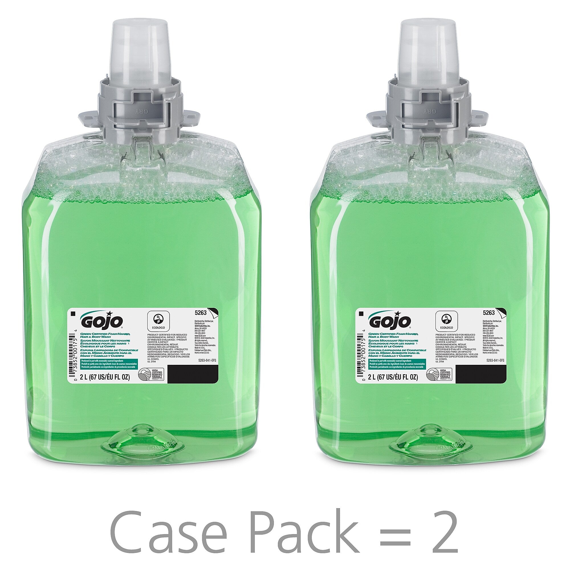 GOJO FMX-20 Foaming Hand Soap Refill, Cucumber Melon Scent, 67.6 oz., 2/Carton