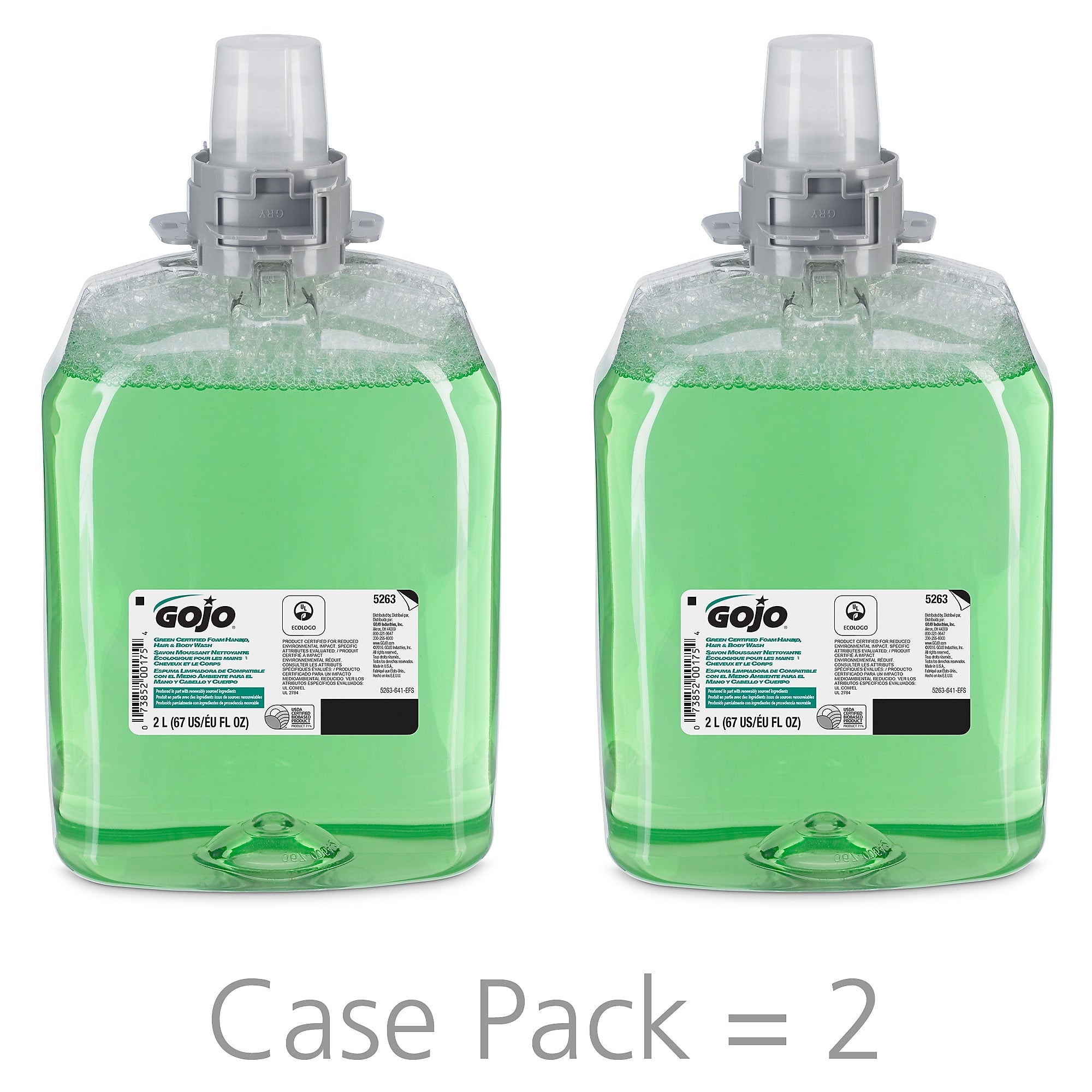 GOJO FMX-20 Foaming Hand Soap Refill, Cucumber Melon Scent, 67.6 oz., 2/Carton