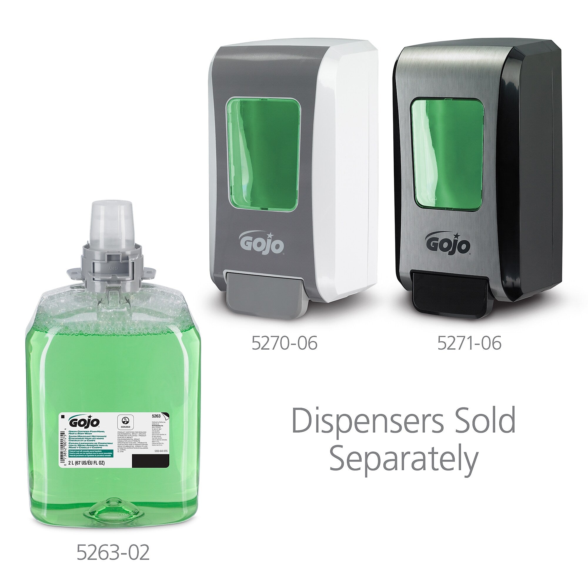 GOJO FMX-20 Foaming Hand Soap Refill, Cucumber Melon Scent, 67.6 oz., 2/Carton
