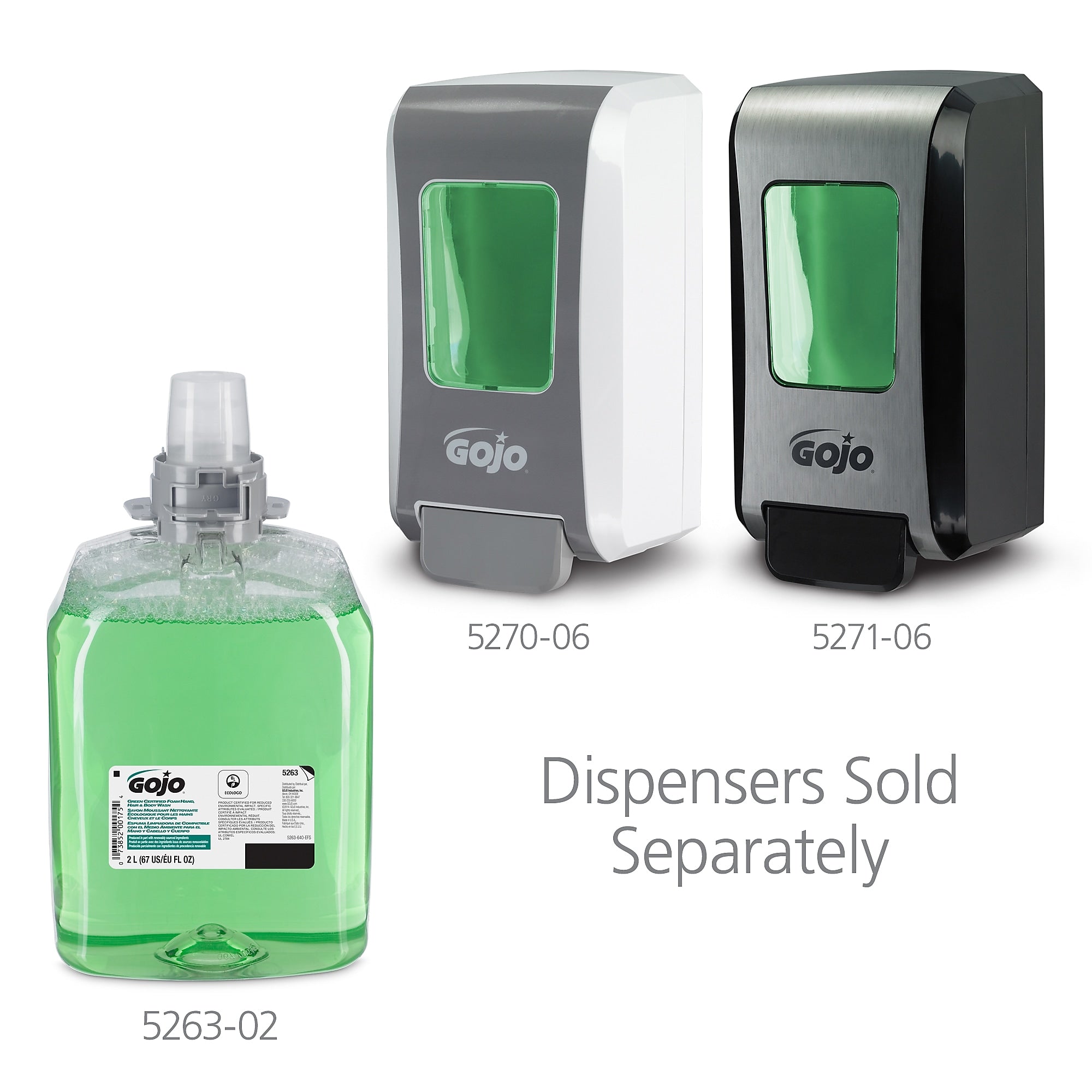 GOJO FMX-20 Foaming Hand Soap Refill, Cucumber Melon Scent, 67.6 oz., 2/Carton