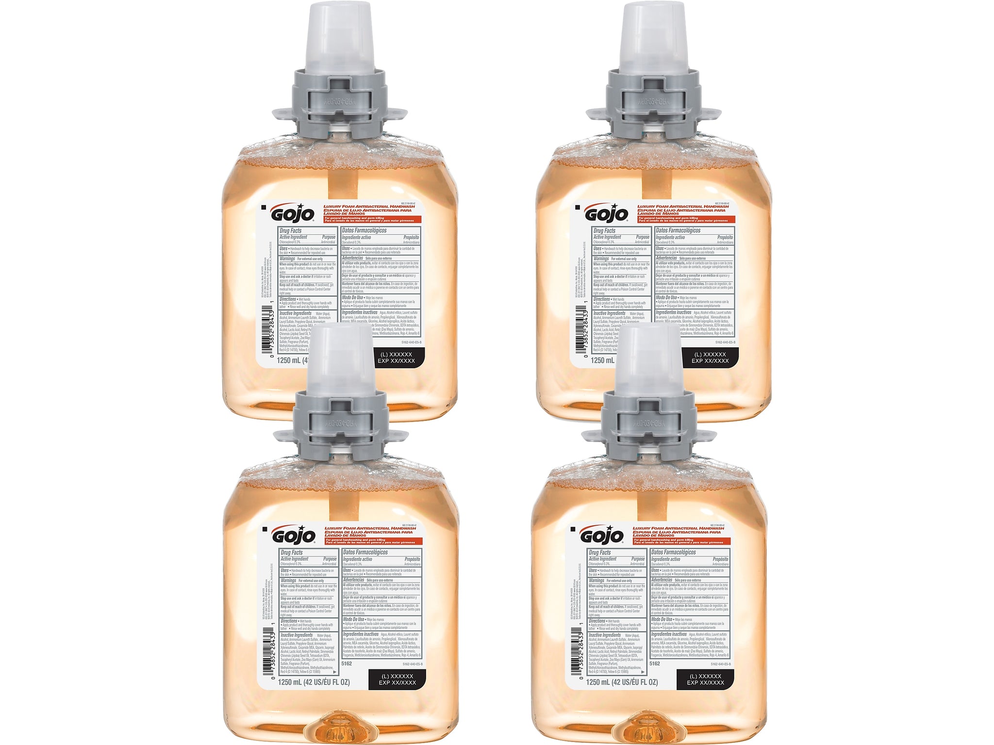 GOJO FMX12 Antibacterial Foaming Hand Soap Refill for FMX Dispenser, Fresh Fruit Scent, 4/Carton