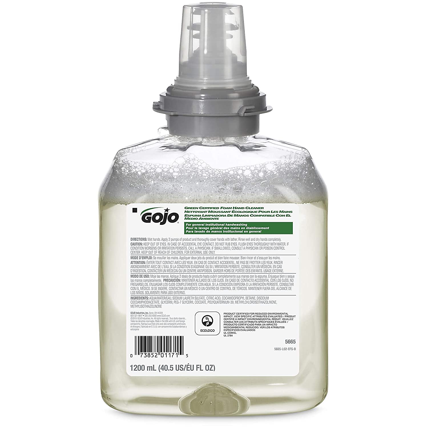 GOJO Foaming Hand Soap Refill for TFX Dispenser, 1200 ml, 2/Carton