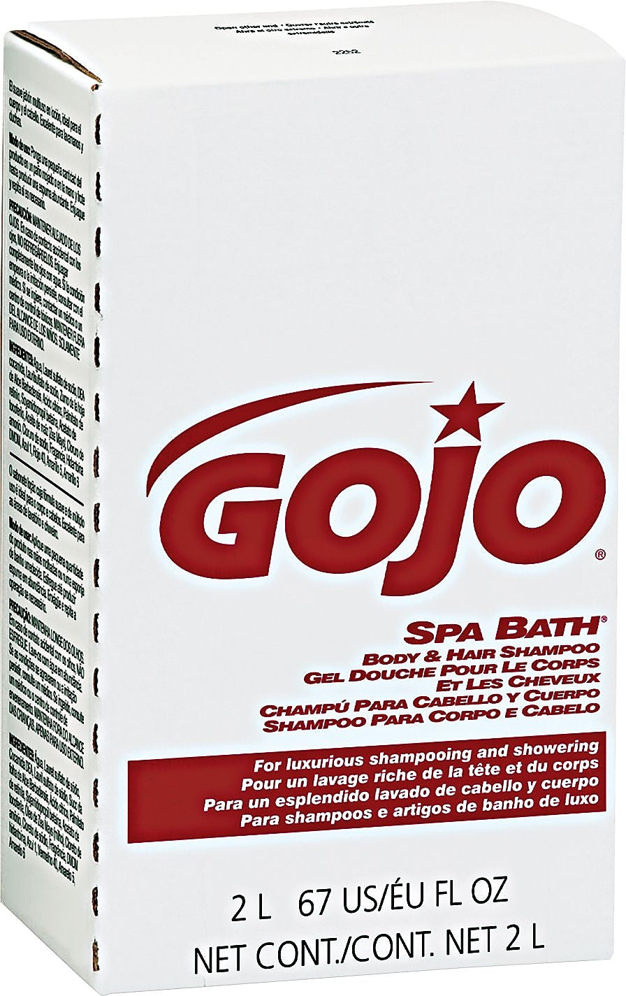 GOJO Spa Bath Body & Hair Shampoo, Herbal, Rose Color, 2000ml Refill, 4/Carton