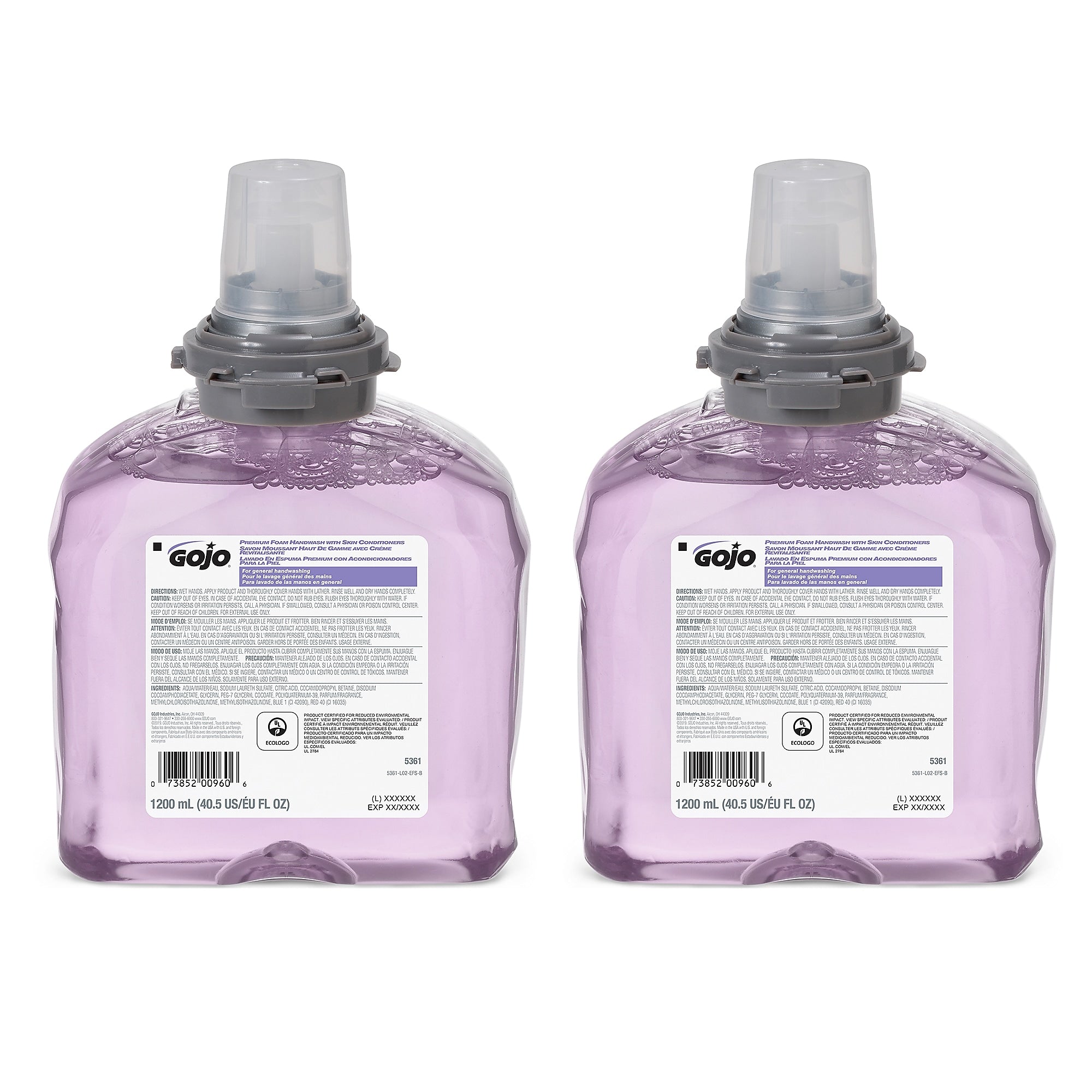 GOJO TFX Premium Foaming Hand Soap Refill, Cranberry Scent, 1200 mL, 2/Carton