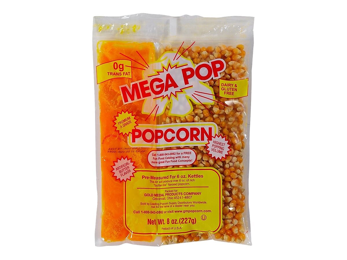 Gold Medal Mega Pop Popcorn, Butter, 8 Oz., 36/Carton
