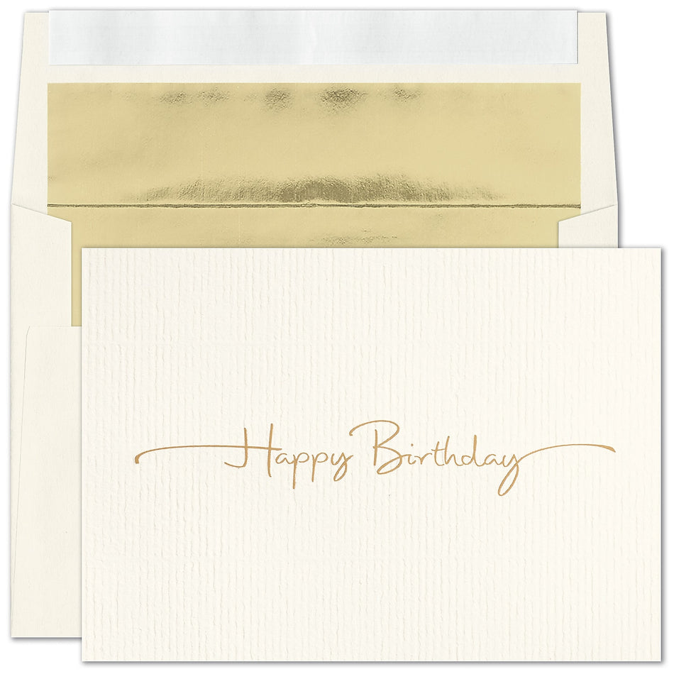 "Golden Birthday" Card w/ Gold Lined Ivory Taffeta Envelope, 100/BX
