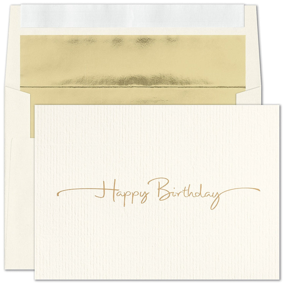 "Golden Birthday" Card w/ Gold Lined Ivory Taffeta Envelope, 250/BX