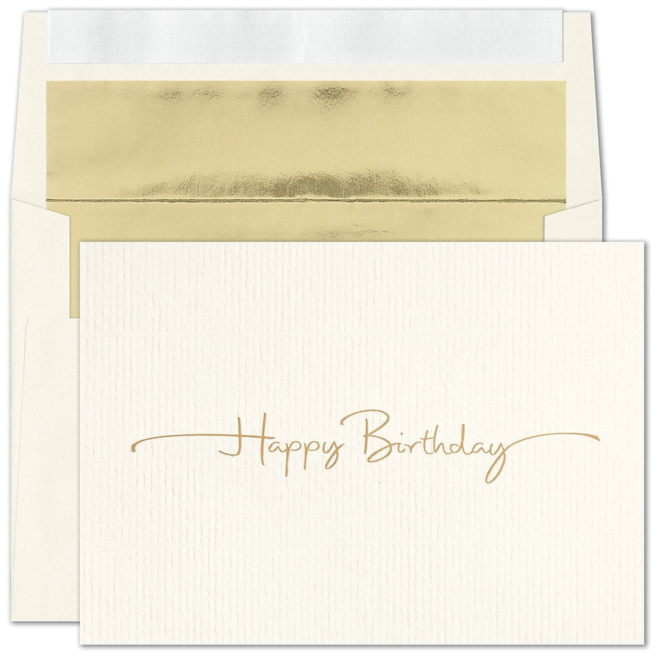 "Golden Birthday" Card w/ Gold Lined Ivory Taffeta Envelope, 50/BX