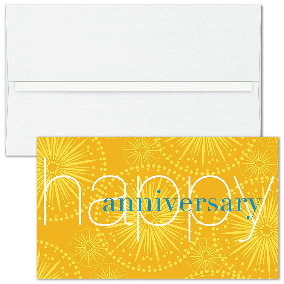 "Golden Fireworks" Anniversary Card w/ Unlined White Envelope, 250/BX