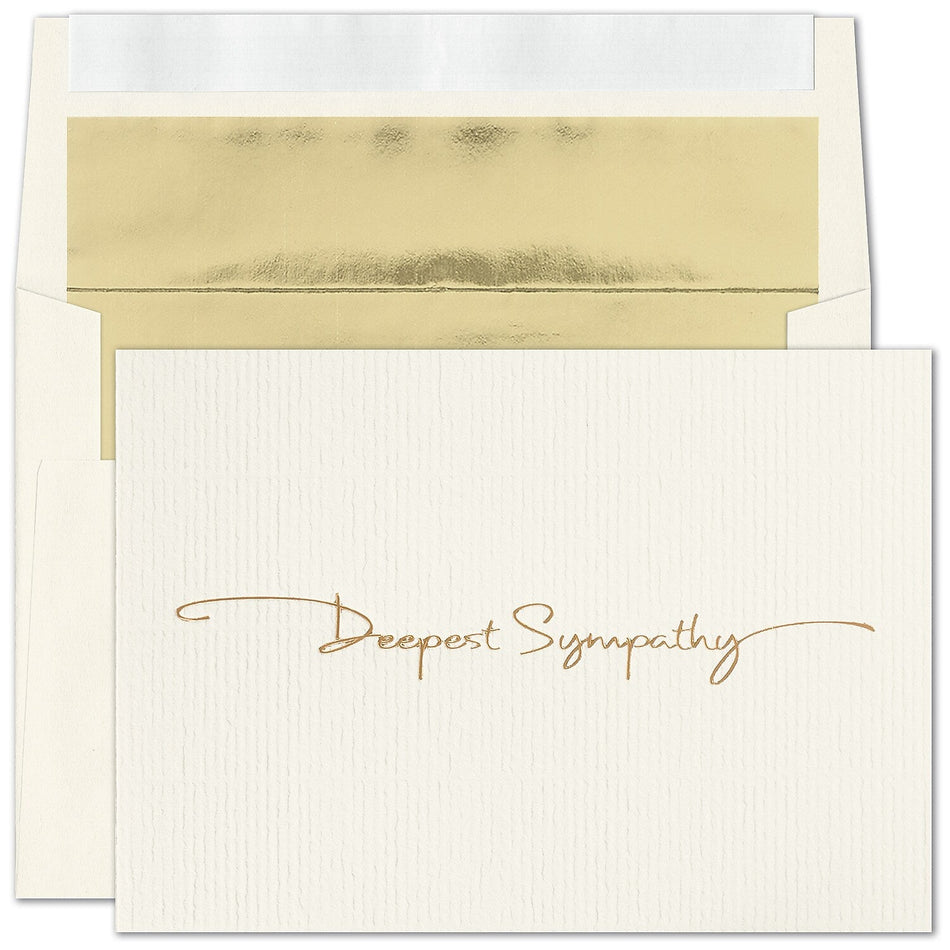 "Golden Sympathy" Card w/ Gold Lined Ivory Taffeta Envelope, 100/BX