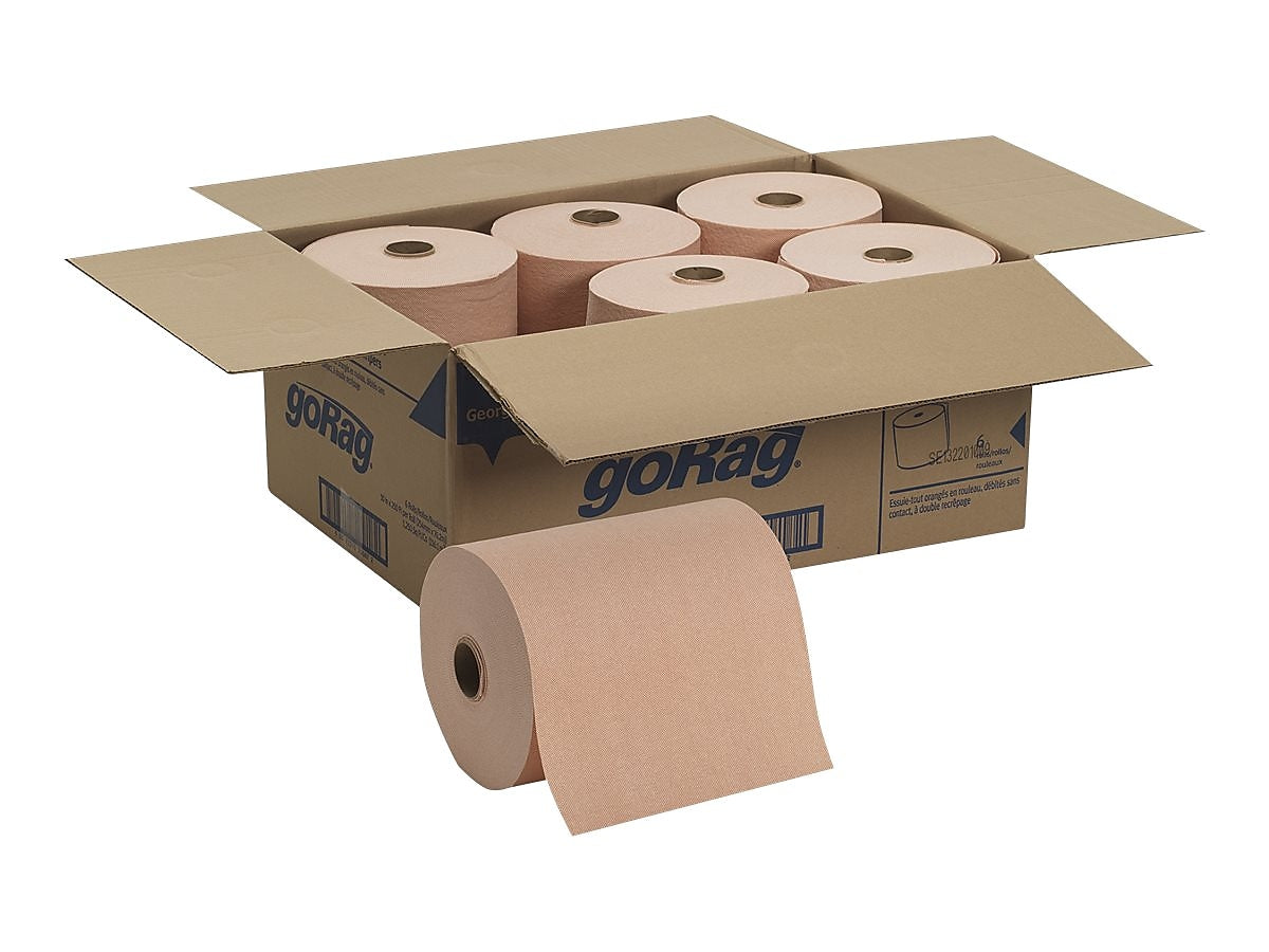goRag Durable Fibers Wipers, Orange, 6/Carton