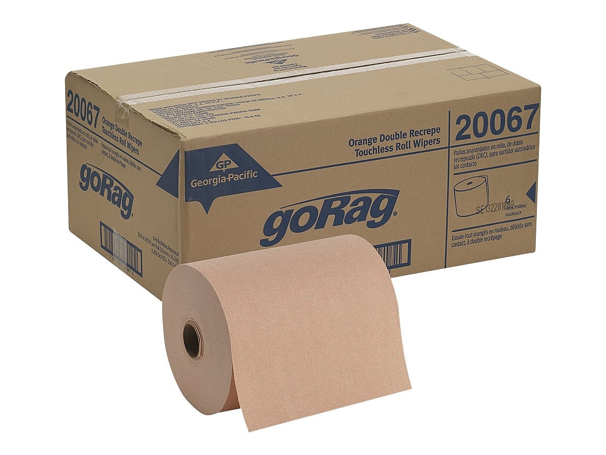 goRag Durable Fibers Wipers, Orange, 6/Carton