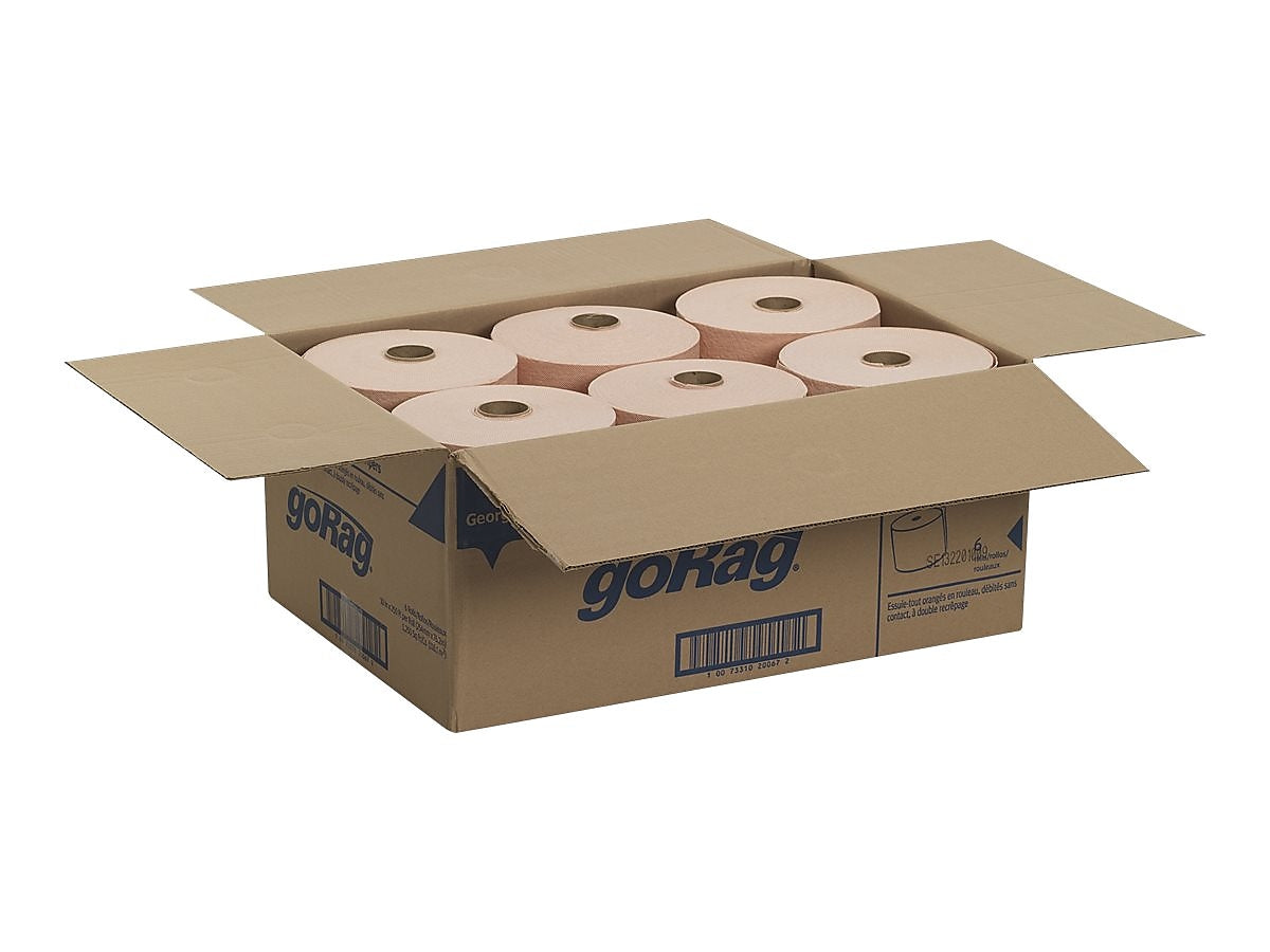 goRag Durable Fibers Wipers, Orange, 6/Carton