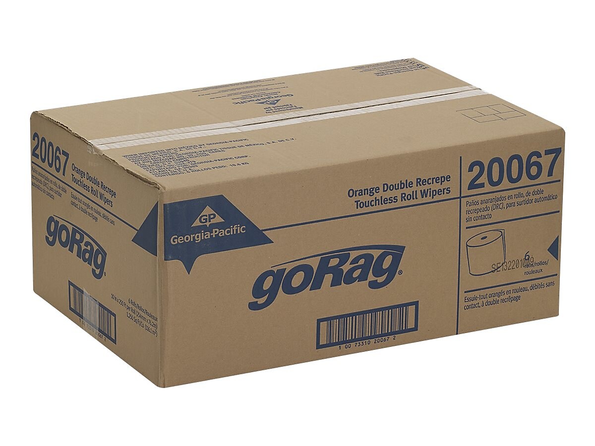 goRag Durable Fibers Wipers, Orange, 6/Carton