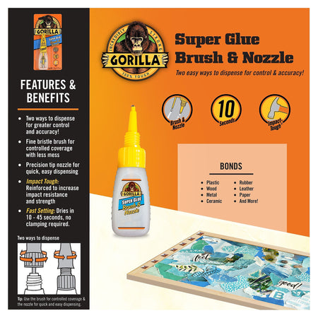 Gorilla Brush & Nozzle Super Glue, 0.35 oz.