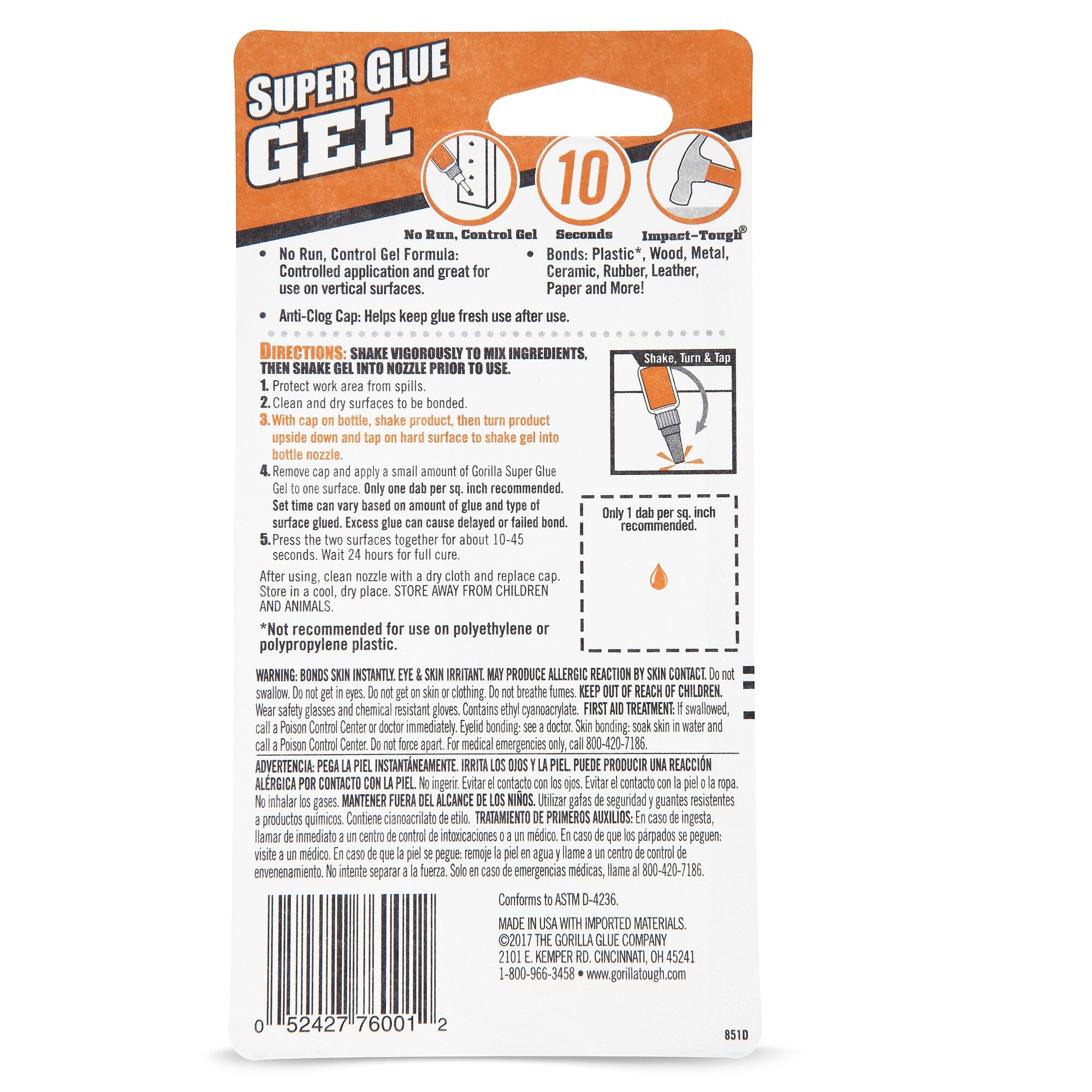 Gorilla Gel Super Glue, 0.53 oz.