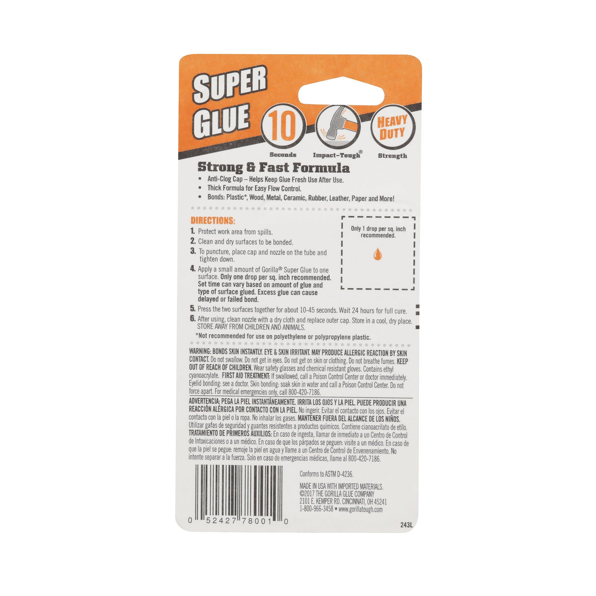 Gorilla Super Glue, 0.11 oz.