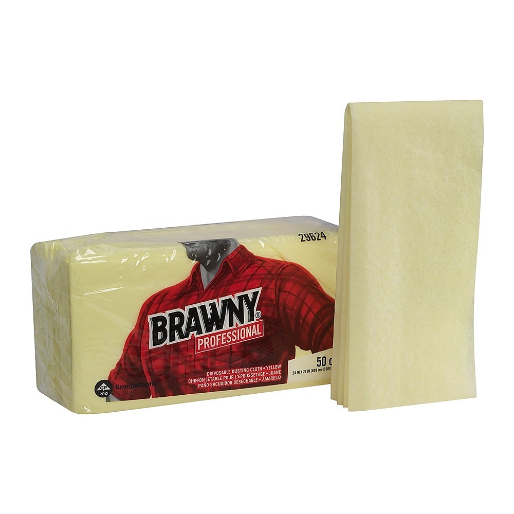 GP PRO Brawny® Professional Disposable Dusting Cloth, 24" x 24", Yellow, 200/BX