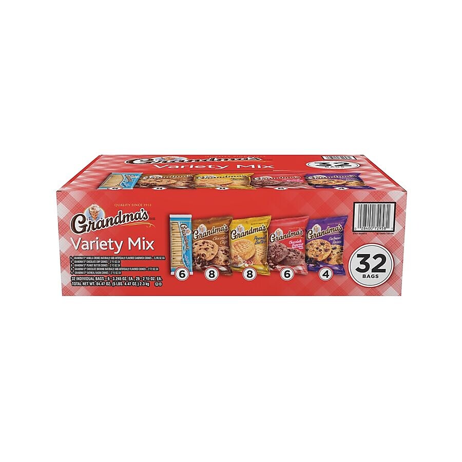 Grandma's Cookies Variety Pack, 32 Packs/Box