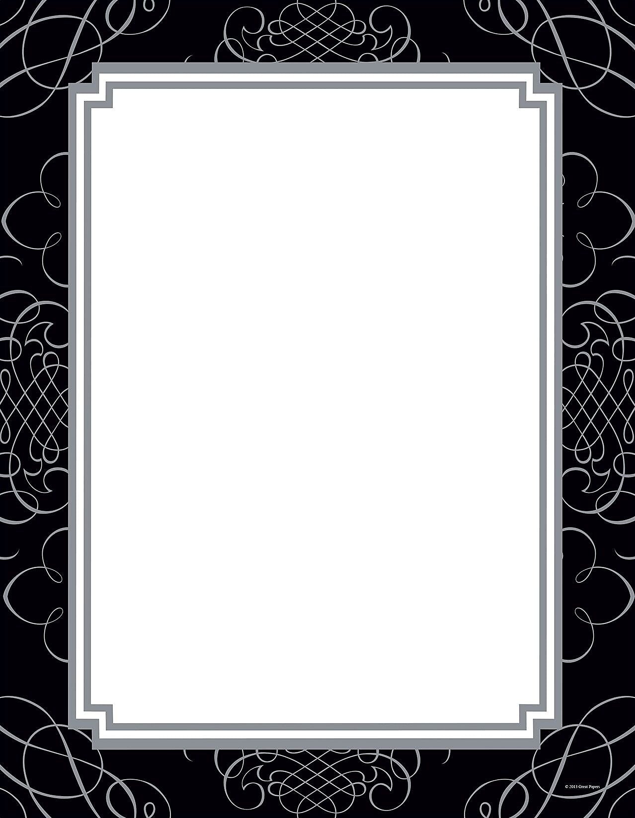 Great Papers! Black and Silver Scroll Letterhead, 8.5
