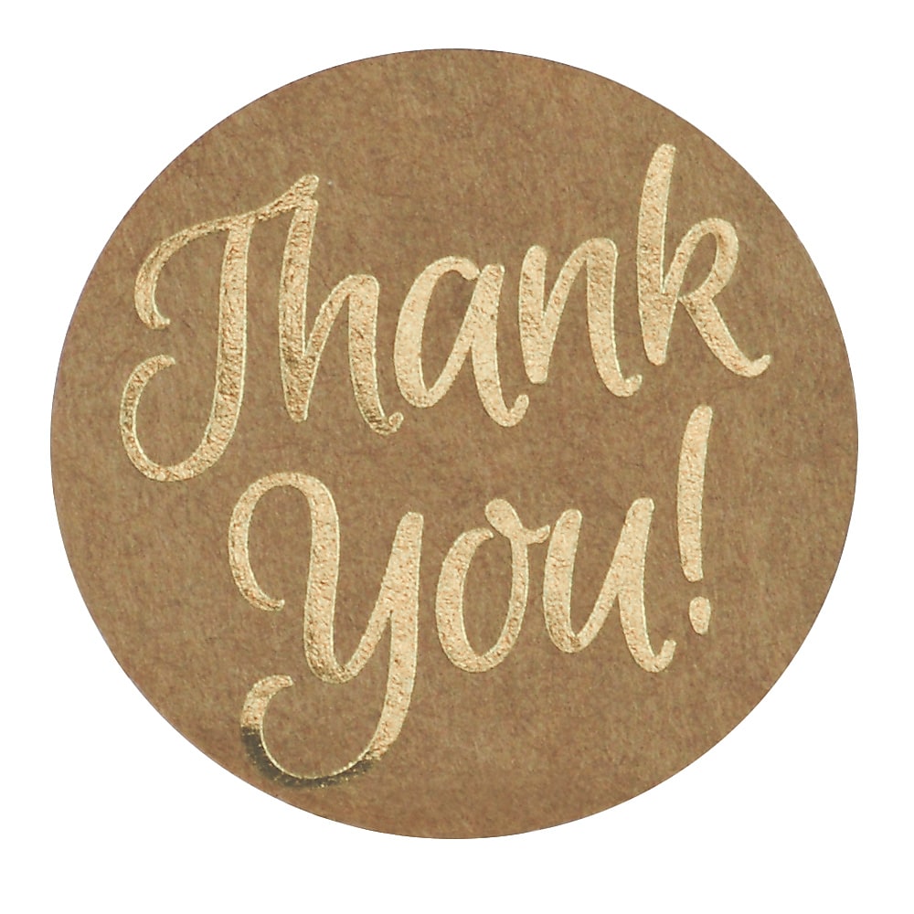 Great Papers! Foil Thank You Stickers on Kraft Paper, 1.57