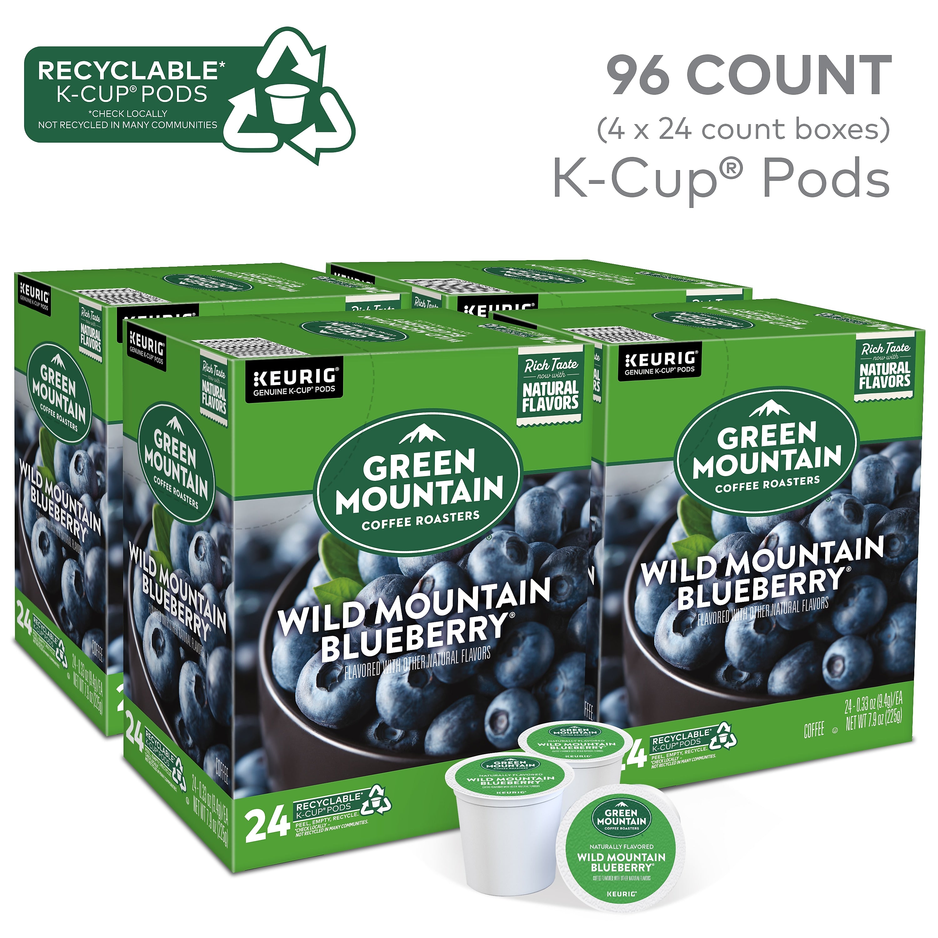 Green Mountain Wild Mountain Blueberry Coffee Keurig® K-Cup® Pods, Light Roast, 96/Carton