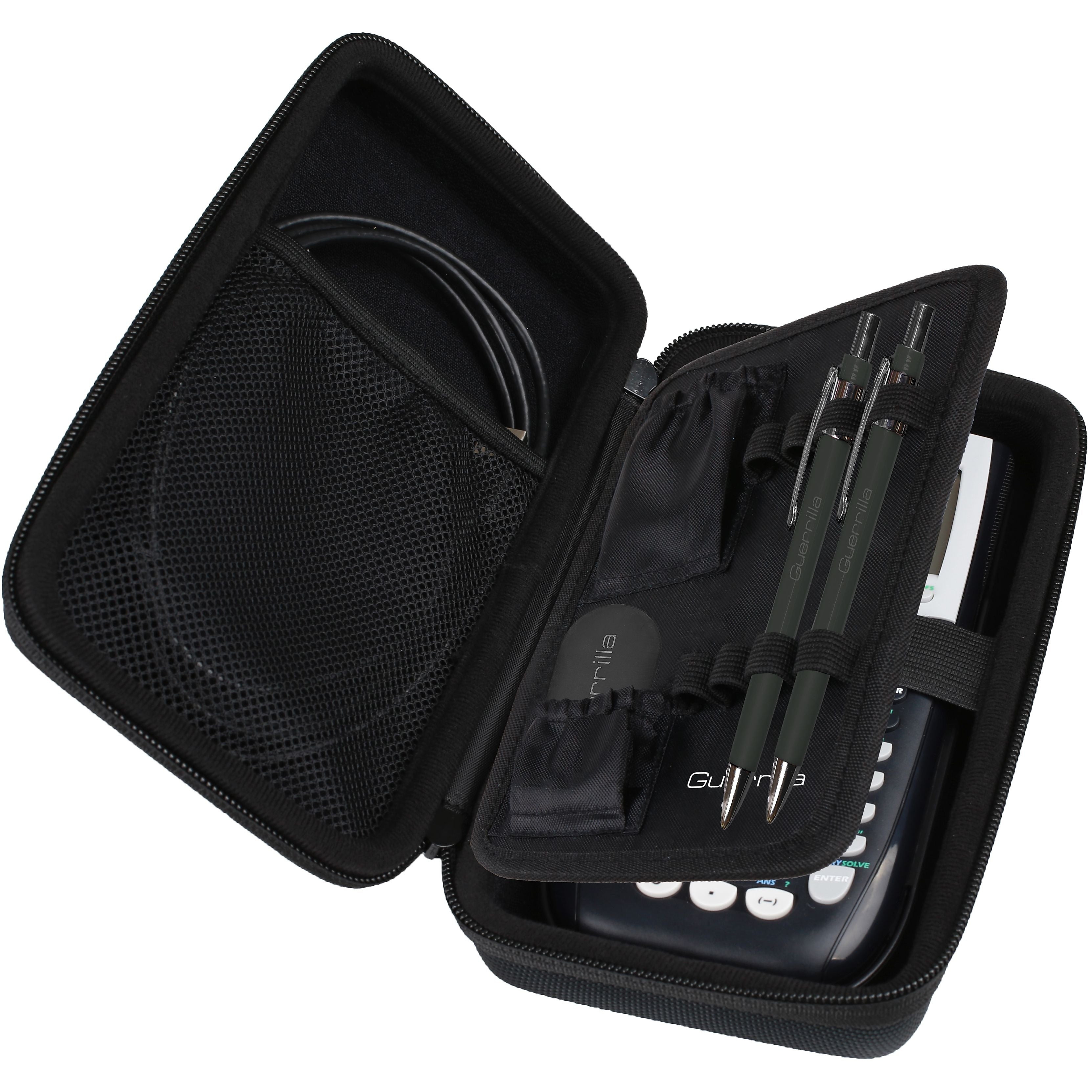 Guerrilla Hard Travel Case for ALL Graphing Calculators + Guerrilla's Essential Calculator Accessory Kit, Black