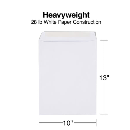 Gummed Catalog Envelopes, 10"L x 13"H, White, 250/Box