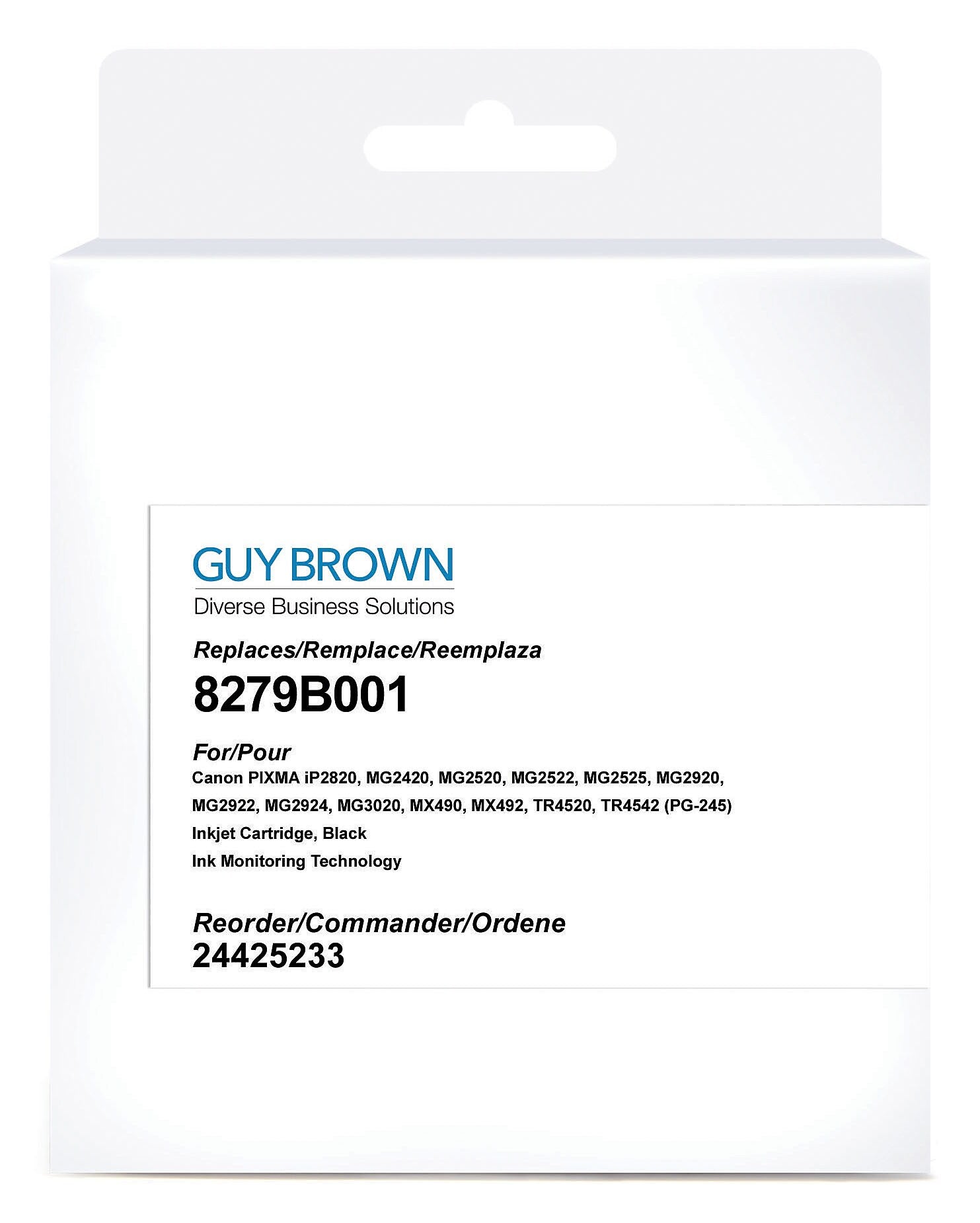 Guy Brown Remanufactured Black Standard Yield Ink Cartridge Replacement for Canon PG-245