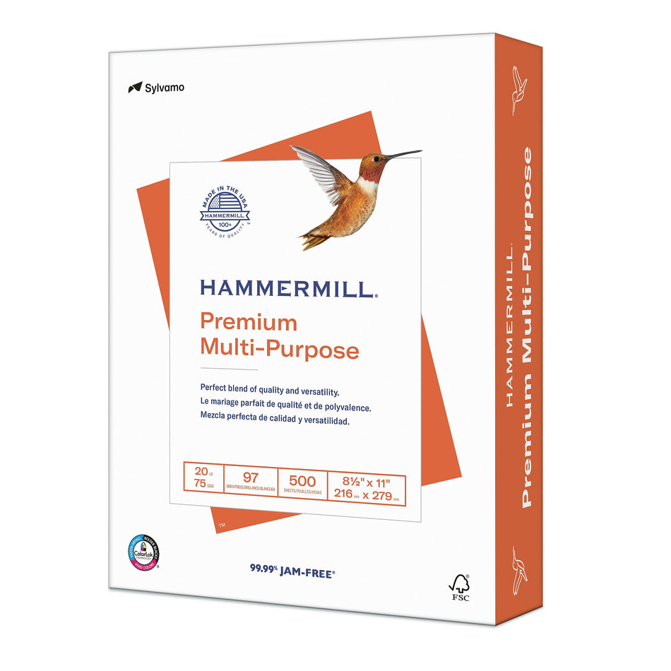 Hammermill 8.5" x 11" Multipurpose Paper, 20 lbs., 97 Brightness, 500 Sheets/Ream