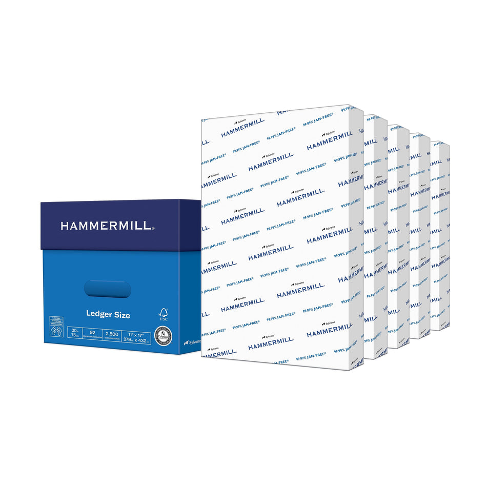 Hammermill Copy Plus 11" x 17" Copy Paper, 20 lbs., 92 Brightness, 2500 Sheets/Carton