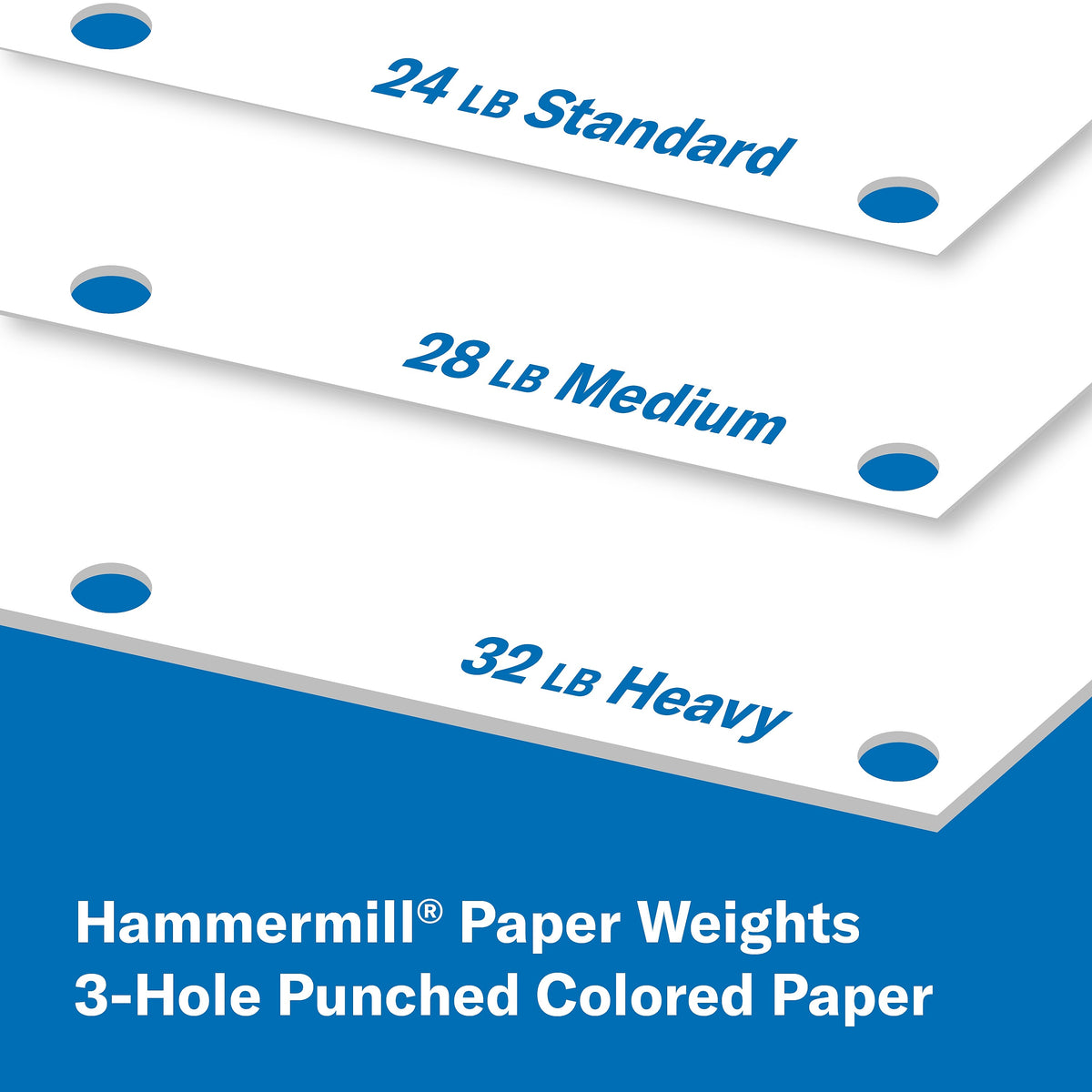 Hammermill Copy Plus 8.5" x 11" 3-Hole Punched Copy Paper, 20 lbs., 92 Brightness, 500 Sheets/Ream