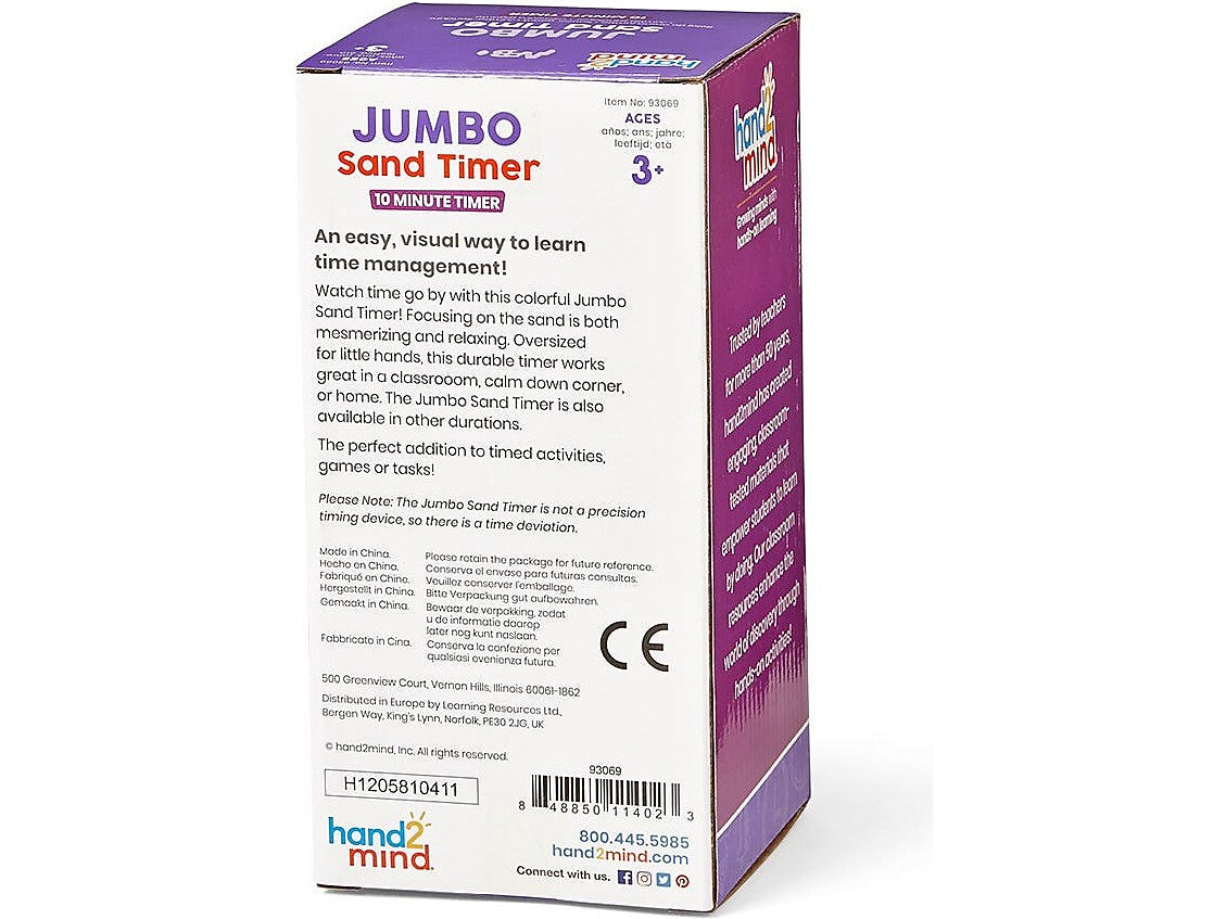 hand2mind Jumbo 10-Minute Sand Timer, Purple