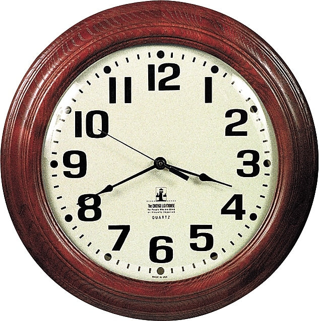 Hardwood Battery Operated Wall Clock, Mahogany, 16