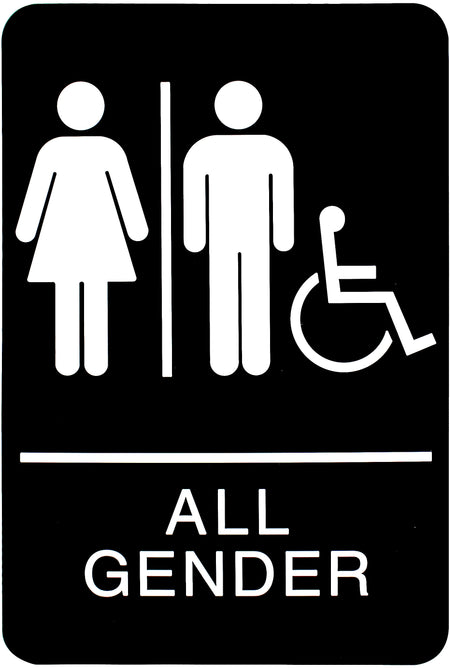 HeadLine Sign, ADA Restroom Sign, ALL GENDER Handicap Accessible, 6" x 9", Black / White